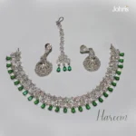 CZ Silver Necklace Green