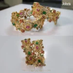 Gold Plated Navratan Openable Bangles - Image 5