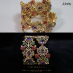 Gold Plated Navratan Openable Bangles - Image 2